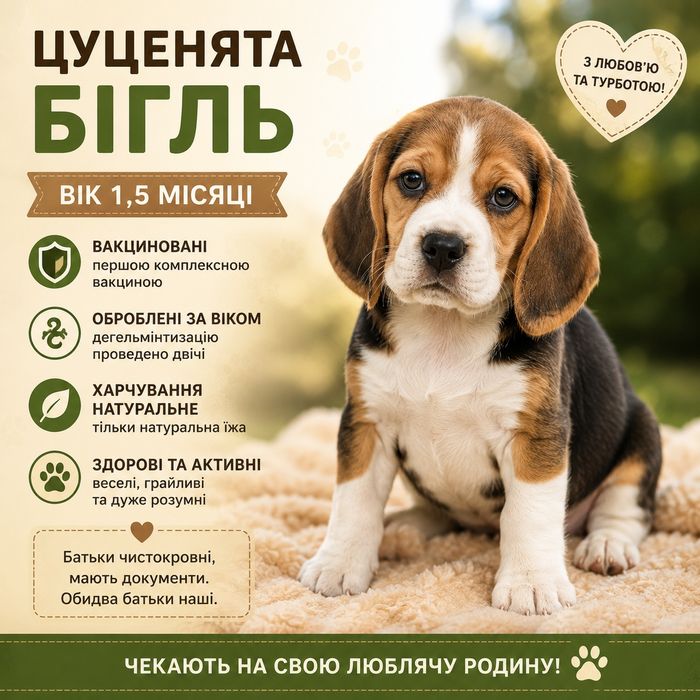 Цуценята Бігль 1,5 міс