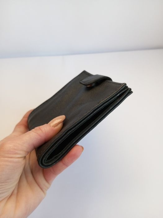 Кожаный мужской черный маленький кошелёк