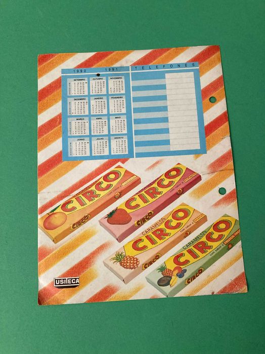 Raro Horário Escolar e Calendário Caramelos Circo Anos 80