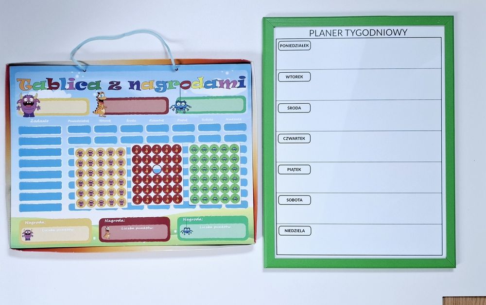 Tablica motywacyjna + planer tygodniowy na pisak suchościeralny magnet