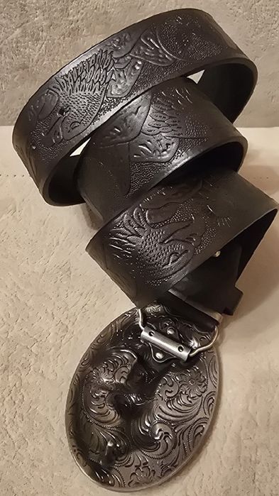 Pasek skórzany myśliwski dla Leśnika DIANY Myśliwego. Nowy. 120cm.