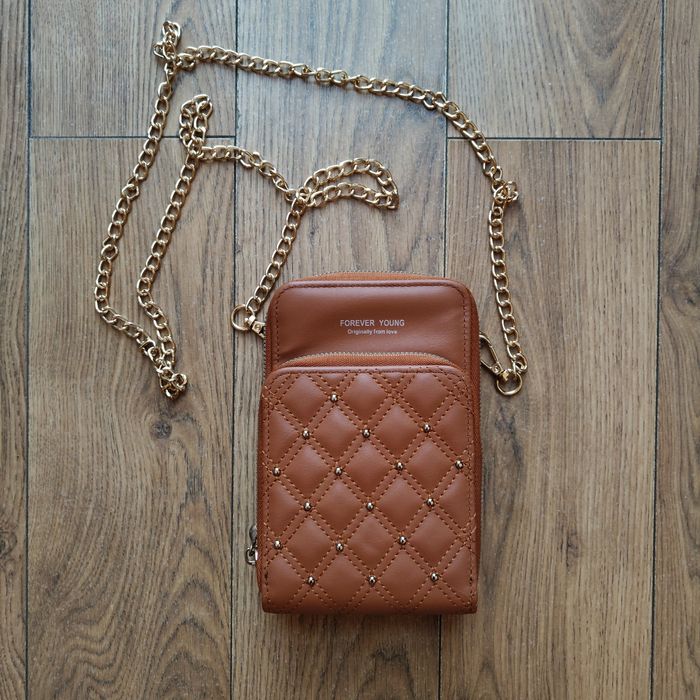 Torebka portfel brązowa z łańcuszkiem