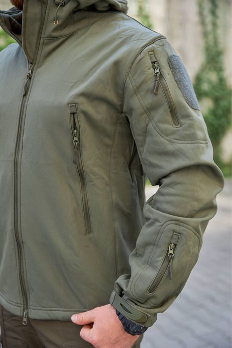 Куртка демісезонна Олива Soft Shell Shadow тактична водонепроникна