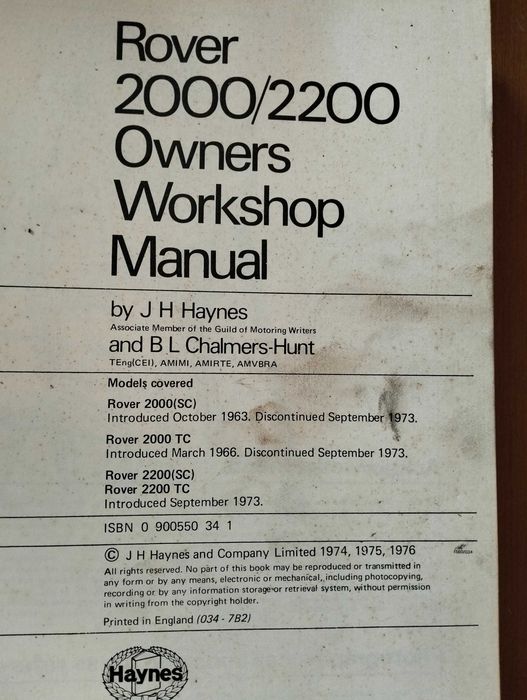 Haynes - Rover 2000 e 22000 (manual técnico)