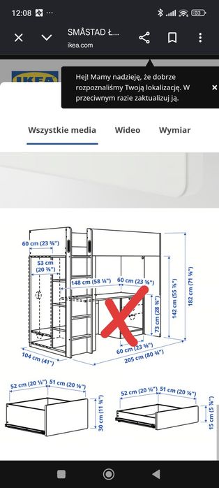 Łóżko piętrowe IKEA