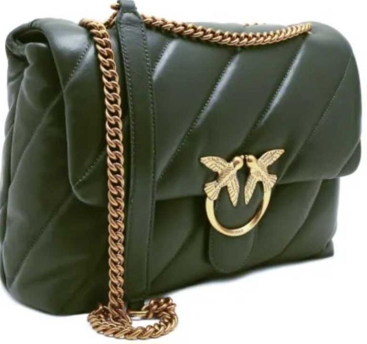 Torebka big  maxi pinko  puff orginał najwiekszy rozmiar zielona skora