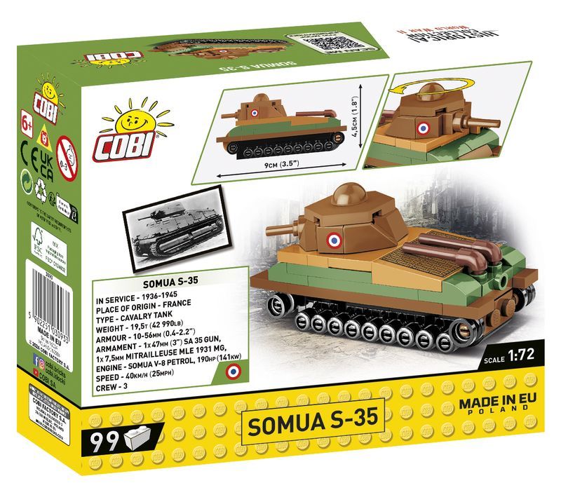 Klocki Cobi 3093 Czołg Somua S-35 Hc Ww2 99 El.