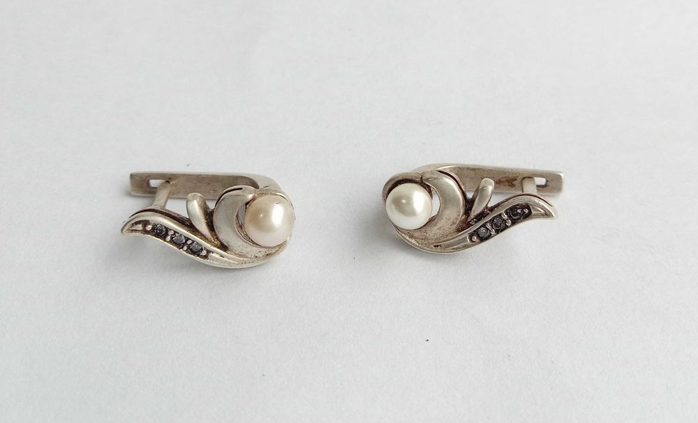 Сережки серьги срібло 925 проба. Перлинки (жемчужини)