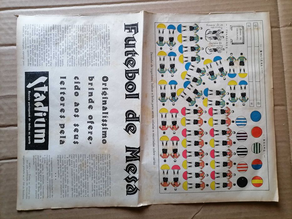 Separata FUTEBOL DE MESA 1933 Jogadores para Recortar, Colar e JOGAR