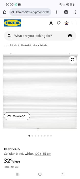 Persiana Ikea 100 x 155 cm