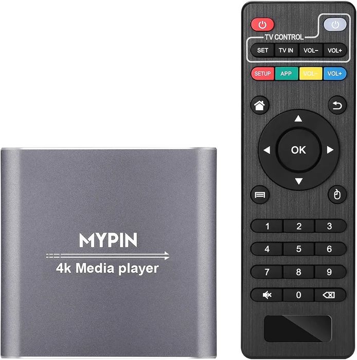 MYPIN Odtwarzacz multimedialny HDMI, 4K 30 Hz, wyjście HDMI/AV PPT MKV