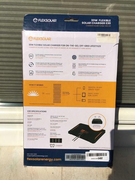 Портативная солнечная панель FlexSolar 30W e30 4 секций Black