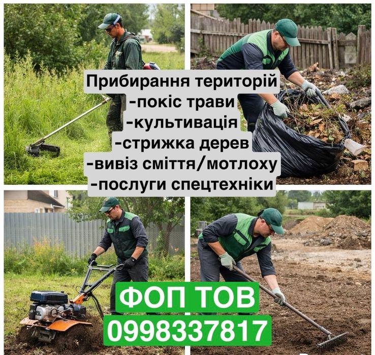 Прибирання дялінок Покіс трави Вирівнювання ділянки