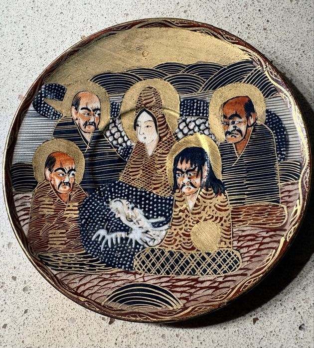 Lindissima antiga chávena japonesa Satsuma pintada à mào e assinada
