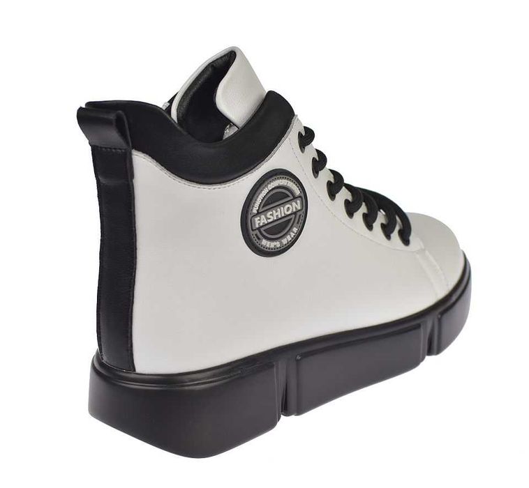 Botki damskie skórzane białe B-3-212 ocieplane zimowe trzewiki roz. 41