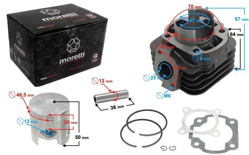 cylinder moretti do skutera 2T 70cc sw12mm YAMAHA KEEWAY ROMET ZIPP 2t