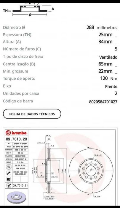 Conjunto 4 Discos Brembo Novos Audi A3 8l