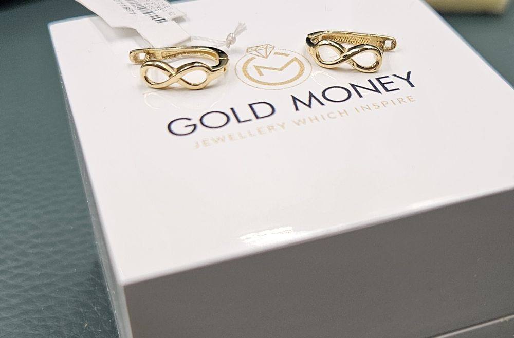 Złote kolczyki 585  znak nieskończoności