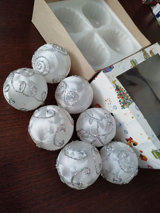 Bombki szklane, rękodzieło, 7 cm