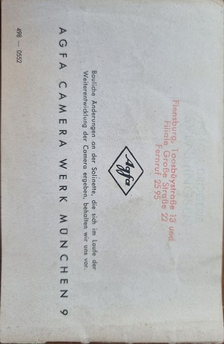 instrukcja obsługi aparatu Agfa Solinette II