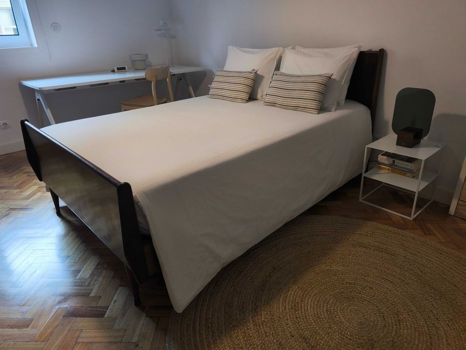 Cama de casal de estilo + estrado + colchão64585340284801122