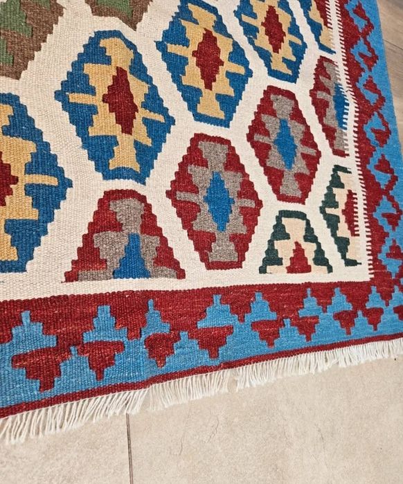 Skandynawski dywan wełniany 120x180 tkany kilim