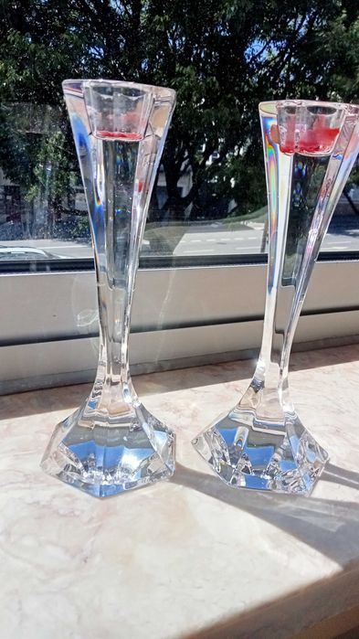 Dois castiçais de cristal Atlantis