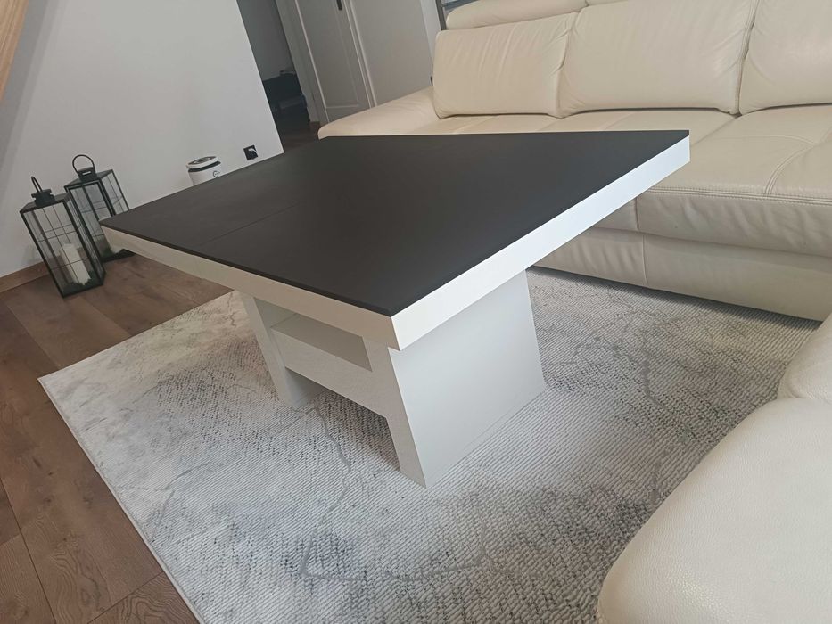 Ławostół biały połysk blat czarny matowy