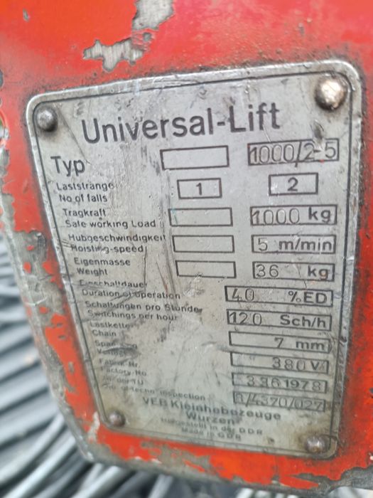 Elektryczny wciągnik łańcuchowy 1 tona wciągarka 1000 kg.
