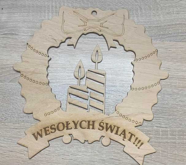 Świąteczny drewno wieniec drzwi dekoracja ozdoba witryna sklepu 30x30