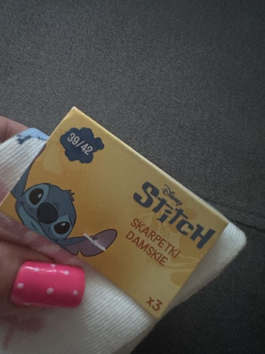 Zestaw 3 nowych skarpetek damskich pastelowe Lillo&stitch