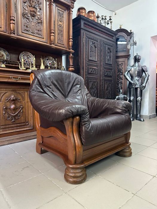 Шкіряний диван на дубовому каркасі кожа дерево 3777