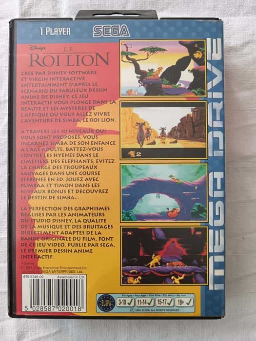 Le Roi Lion [Sega Mega Drive, 1994] Complete | French | Tested