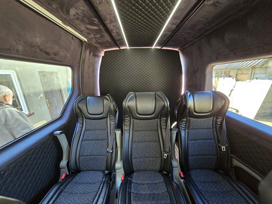 Fotele do busa montaż foteli w busie homologacja Sprinter Man Iveco