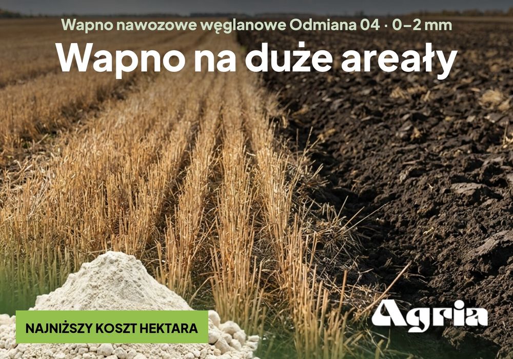Wapno nawozowe węglanowe odmiana 04 luzem — kreda nawozowa do odkwaszania gleby, najniższy koszt tony, dostawa całopojazdowa 24 t, atest OSChR