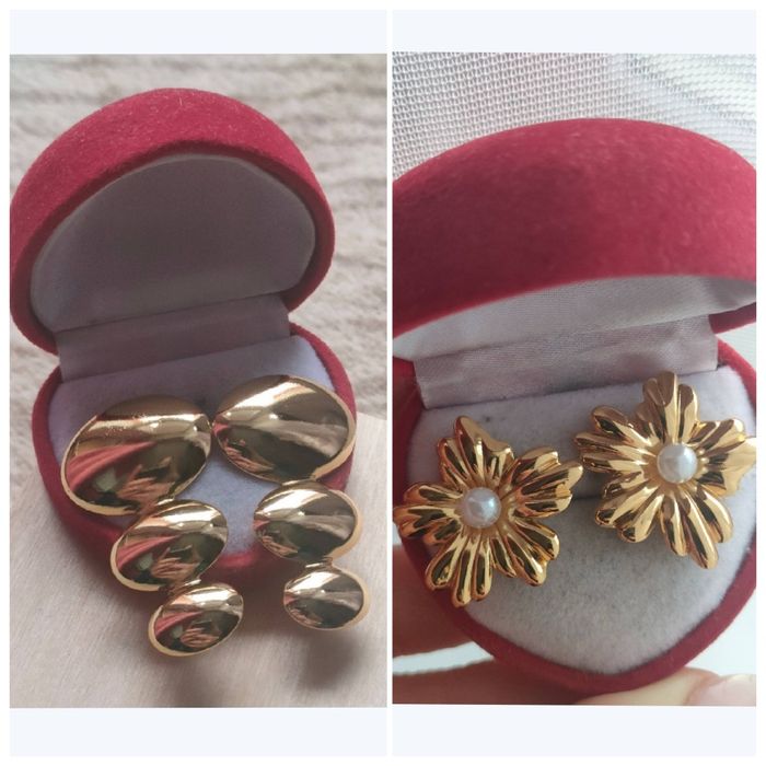 2 pary kolczyki kolor złoty wkręty sztyfty kolczyki stal nierdzewna