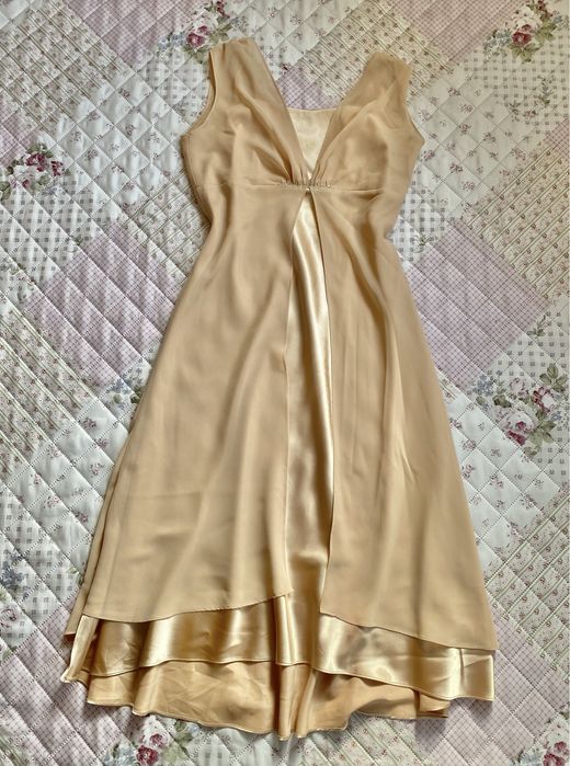 Długa sukienka na ramiączka M 38 vintage mesh