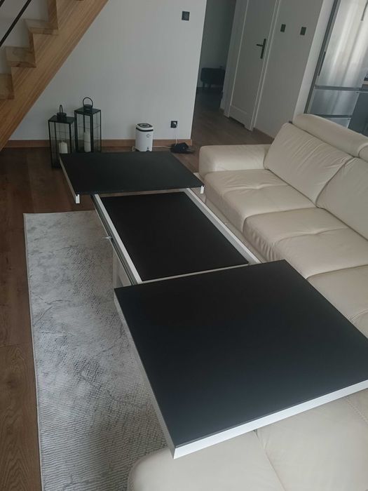 Ławostół biały połysk blat czarny matowy