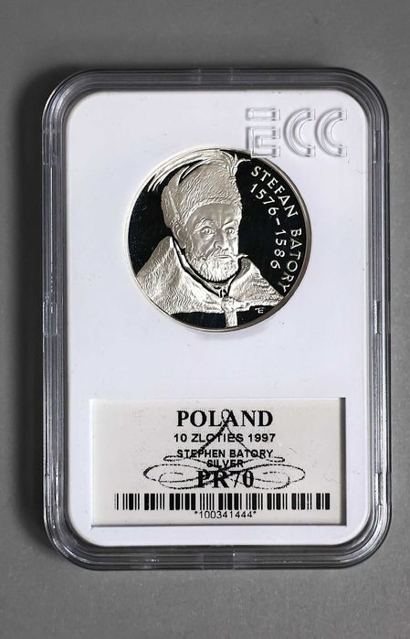 10 zł Stefan Batory 1997 Gcn PR70 popiersie