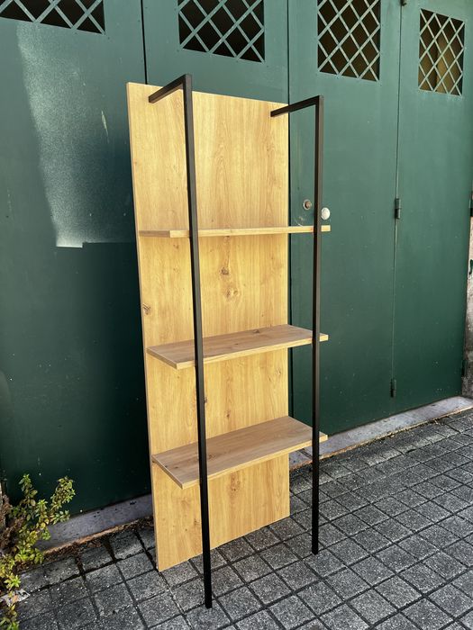 Estante madeira ferro preto estilo nórdico
