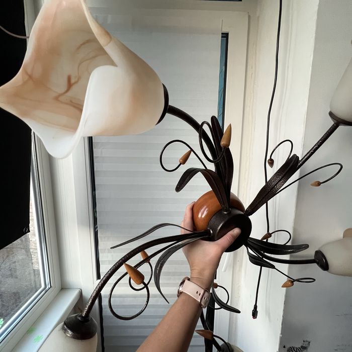 Люстра стельова флористика бронза /люстоа букет / металева люстра