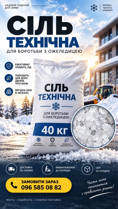 Сіль технічна в мішках 40 кг