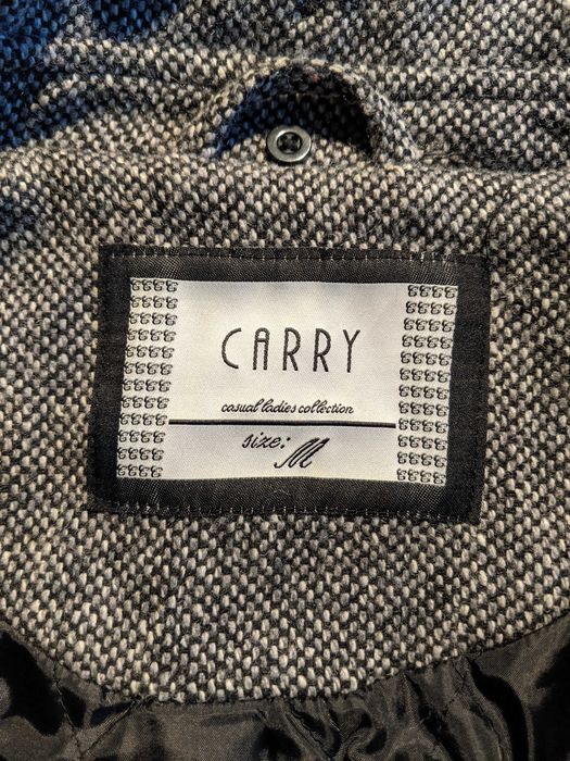 Plaszcz wełniany dwurzędowy Carry M biało-czarny ciepły ocieplany