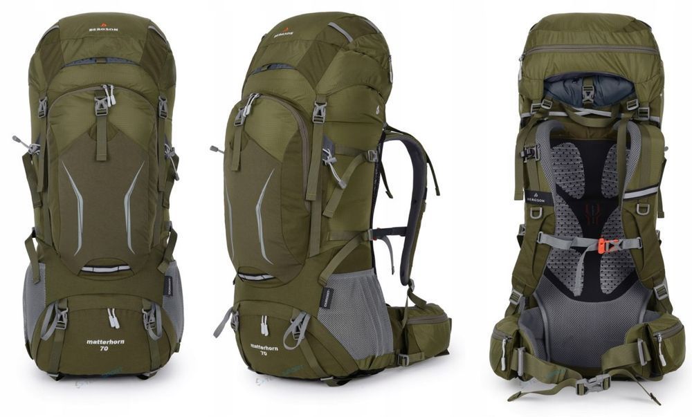 Bergson Matterhorn 70-80L- Regulowany Pojemny Plecak Turystyczny | Oliwkowy