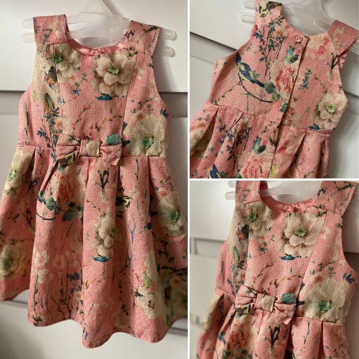 Сукня/плаття на рік/рочок : PRIMARK 9-12 місяців , пудра 12-18 місяців