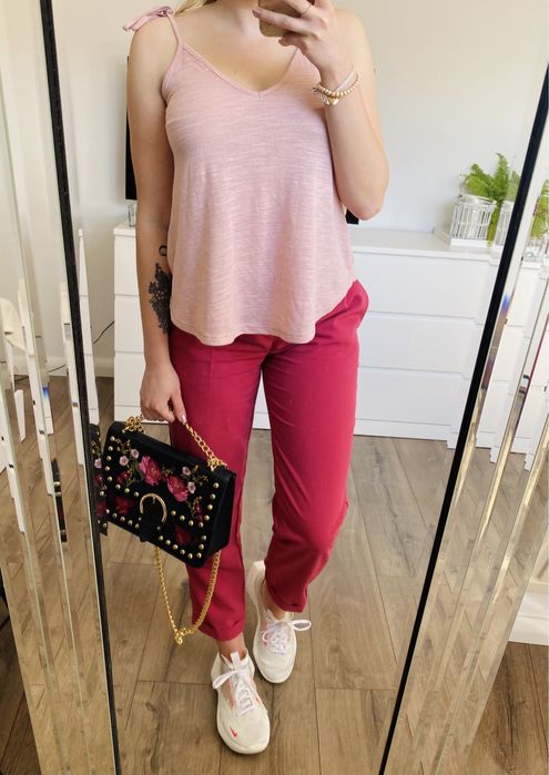 Wiązany top New Look 36 (S) pudrowy róż