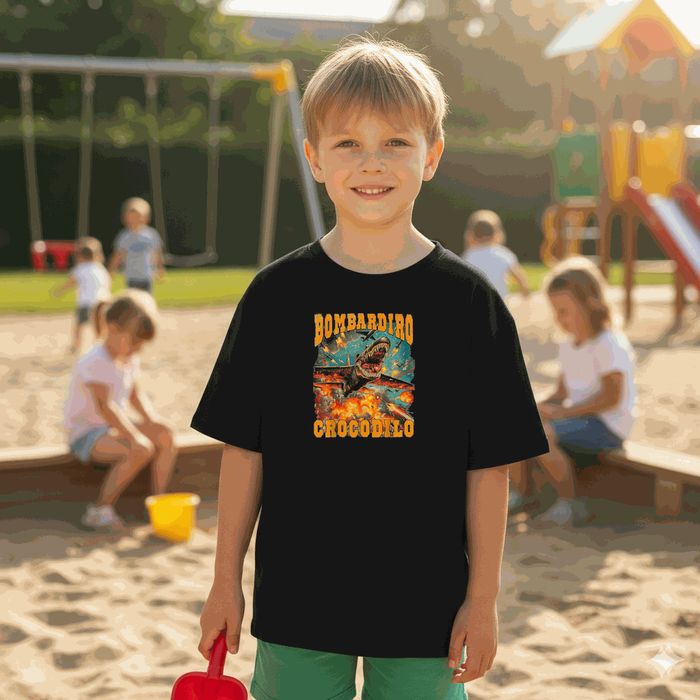 Koszulka dziecięca czarna – Italian Brainrot – Brainrot prezent 104