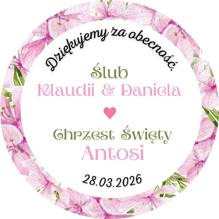 Magnesy na ślub i chrzest 24 szt