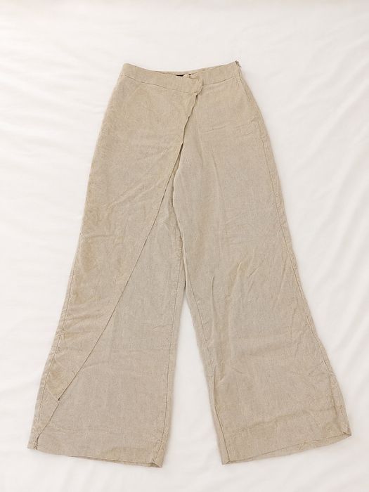 ZARA Calças / Pants Wide Leg Linen Blend Bege Beige – Size/Tamanho S