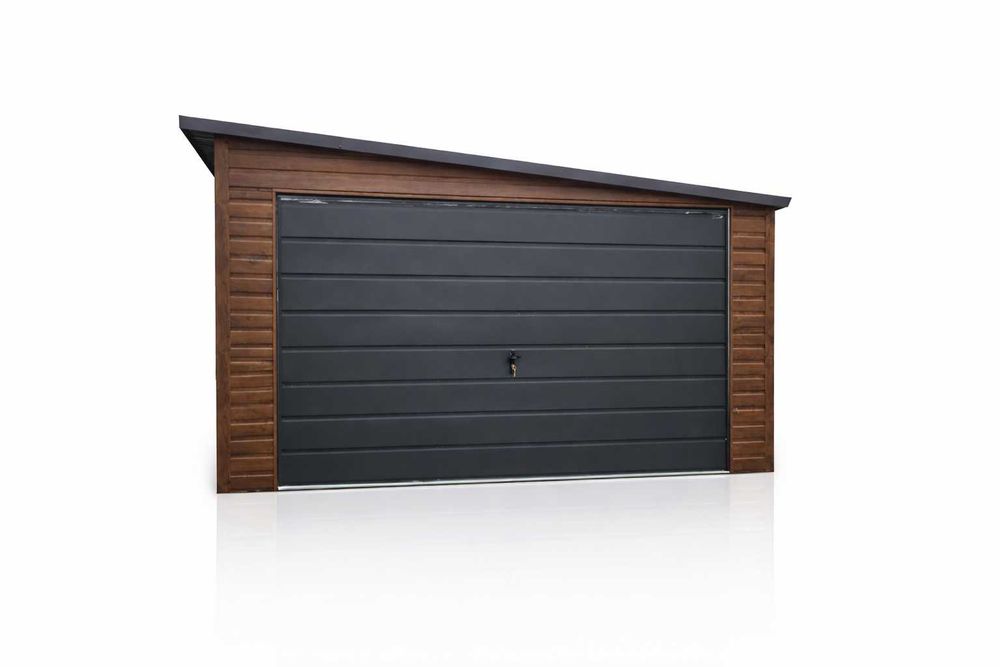 Garaż blaszany 3,5x5m Drewnopodobny Orzech Grafit + Montaż